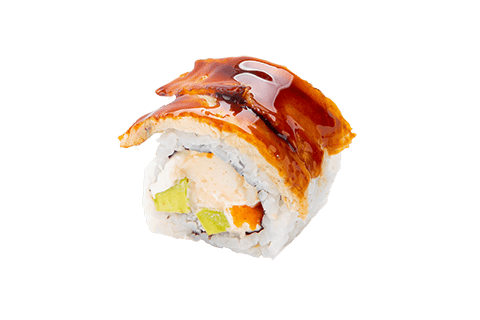one piece of sushi, dragon roll